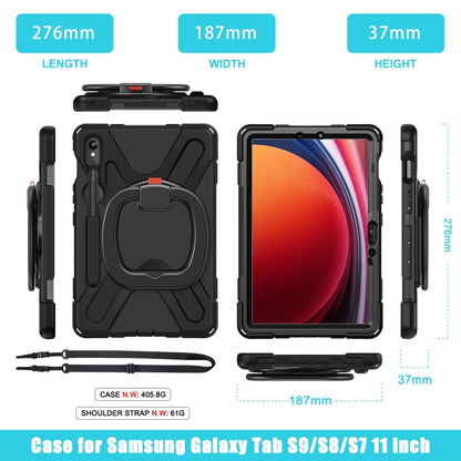 For Samsung Galaxy Tab S9 / S8 / S7 Silicone Hybrid PC Tablet Case with Holder & Shoulder Strap(Black) - Other Galaxy Tab PC by PMC Jewellery | Online Shopping South Africa | PMC Jewellery | Buy Now Pay Later Mobicred