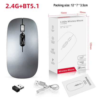 HXSJ M103 1600DPI Dual Mode 2.4GHz + Bluetooth 5.1 Wireless Rechargeable Mouse(Grey) - Wireless Mice by HXSJ | Online Shopping South Africa | PMC Jewellery