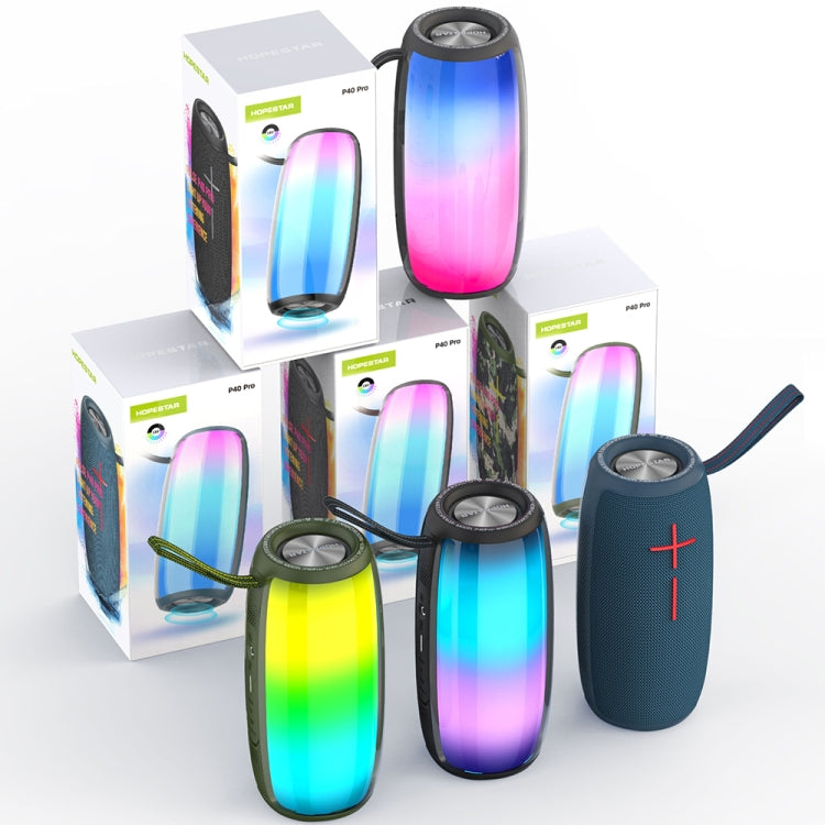HOPESTAR P40 Pro IPX6 Waterproof RGB Light Wireless Bluetooth Speaker(Blue) - free shipping - PMC Jewellery - Order now!