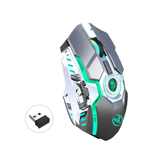 HXSJ T30 2400DPI RGB 2.4GHz Wireless Mouse(Metallic Grey) - Wireless Mice by HXSJ | Online Shopping South Africa | PMC Jewellery | Buy Now Pay Later Mobicred