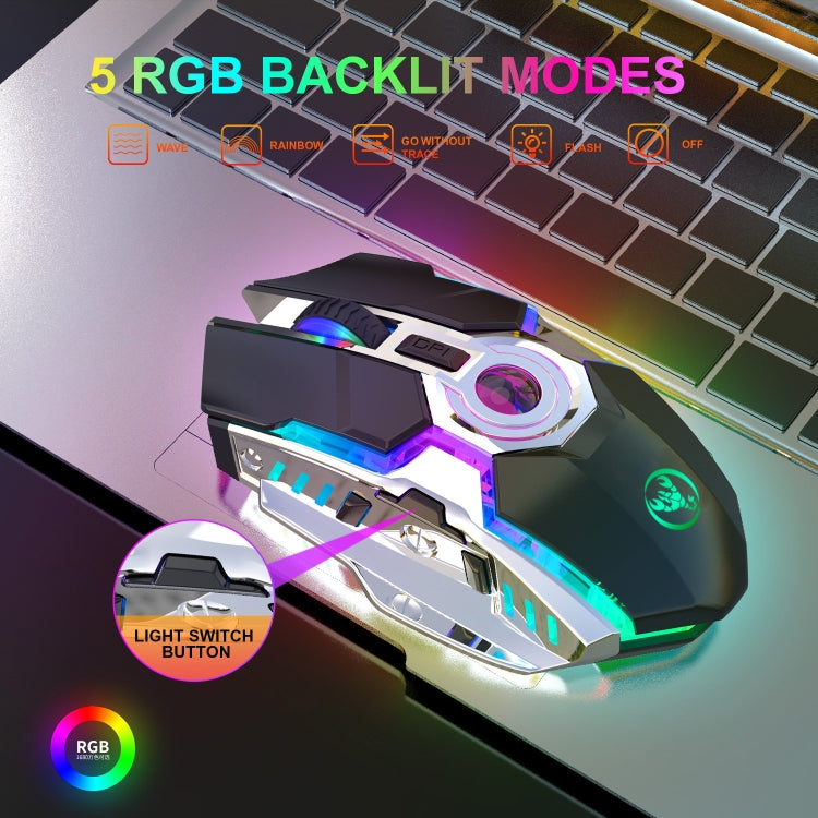 HXSJ T30 2400DPI RGB 2.4GHz Wireless Mouse(Metallic Grey) - free shipping - PMC Jewellery - Order now!