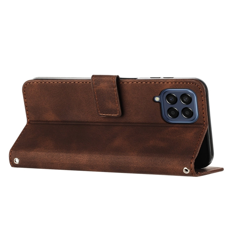 For Samsung Galaxy M33 Dream Triangle Leather Phone Case with Long Lanyard(Brown) - Galaxy Phone Cases by PMC TechLife | Online Shopping South Africa | PMC TechLife