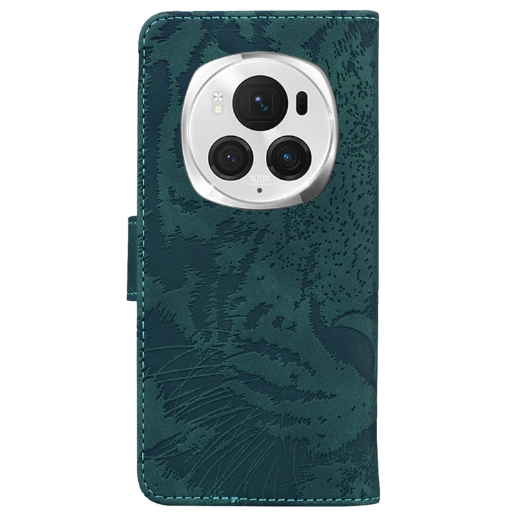 For Honor Magic6 Pro Tiger Embossing Pattern Flip Leather Phone Case(Green) - Honor Cases by PMC Jewellery | Online Shopping South Africa | PMC Jewellery | Buy Now Pay Later Mobicred