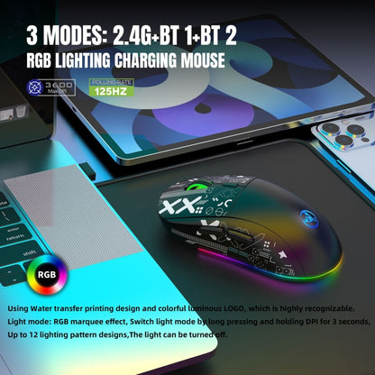 HXSJ T90 RGB Light Three-mode Wireless Gaming Mouse(White) - Wireless Mice by HXSJ | Online Shopping South Africa | PMC Jewellery | Buy Now Pay Later Mobicred