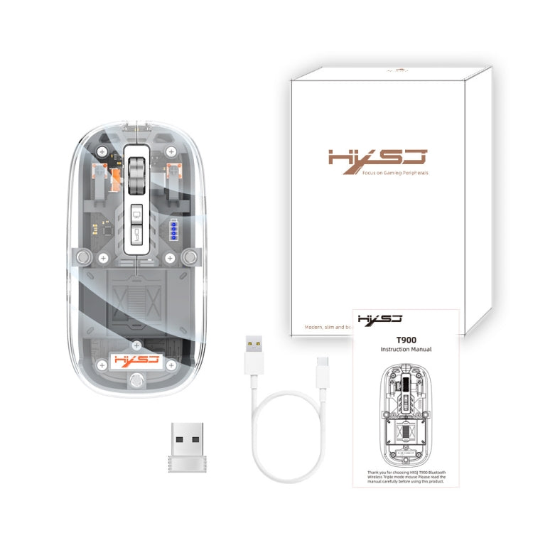 HXSJ T900 Transparent Magnet Three-mode Wireless Gaming Mouse(Grey) - free shipping - PMC Jewellery - Order now!
