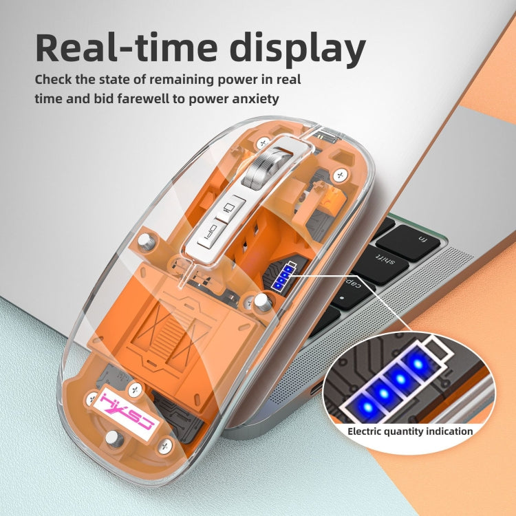 HXSJ T900 Transparent Magnet Three-mode Wireless Gaming Mouse(Grey) - free shipping - PMC Jewellery - Order now!