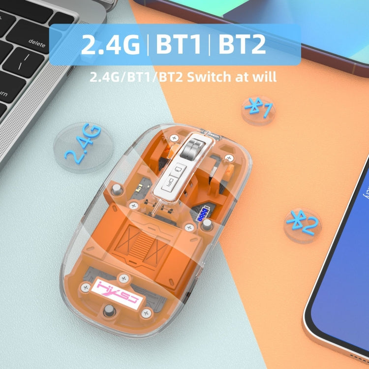 HXSJ T900 Transparent Magnet Three-mode Wireless Gaming Mouse(Grey) - free shipping - PMC Jewellery - Order now!