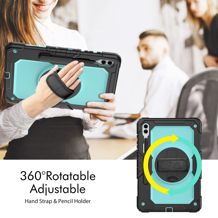 For Samsung Galaxy Tab S10+ / S9+ / S9 FE+ Silicone Hybrid PC Tablet Protective Case(Black+Light Blue) - Galaxy Tab S9+ Cases by PMC Jewellery | Online Shopping South Africa | PMC Jewellery | Buy Now Pay Later Mobicred