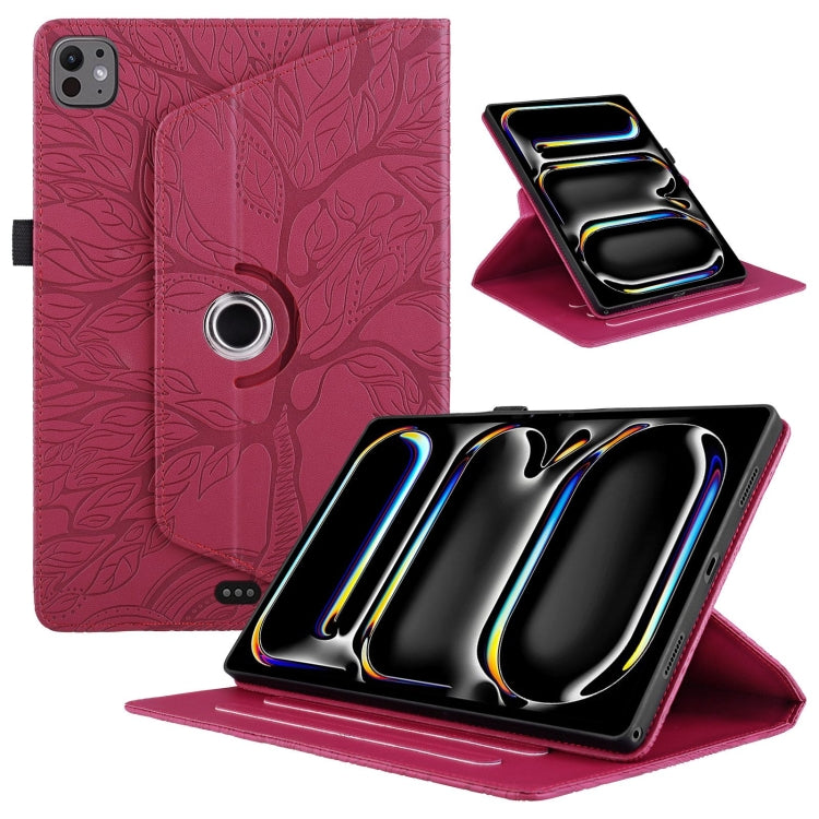 For iPad Pro 11 2024 Tree Life Embossed Rotation Leather Smart Tablet Case(Red) - iPad Pro 11 2024 Cases by PMC TechLife | Online Shopping South Africa | PMC TechLife | Buy Now Pay Later Mobicred