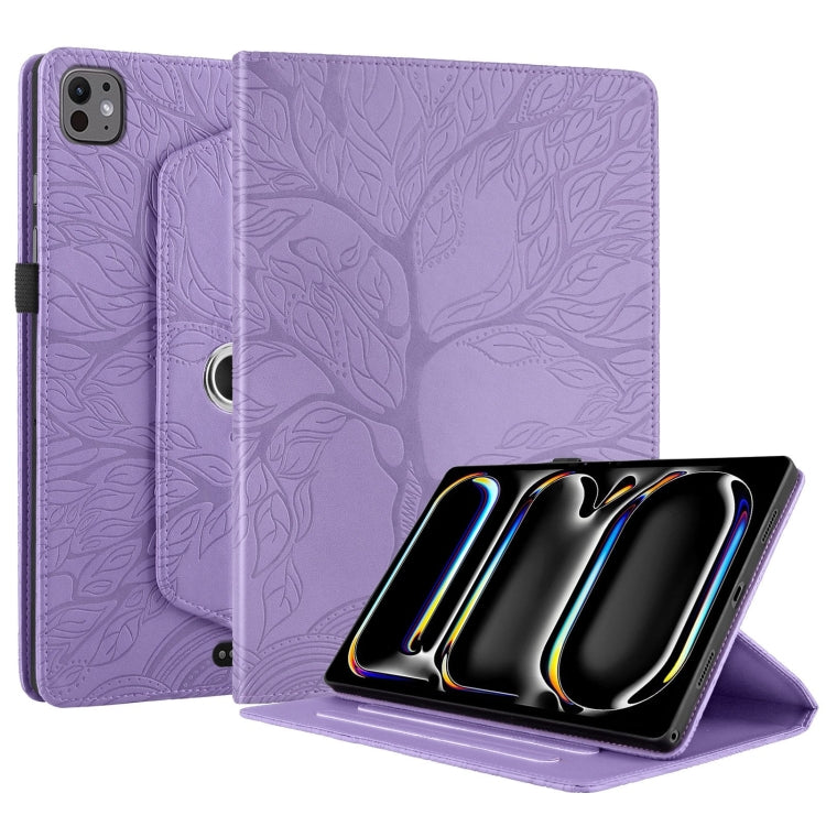 For iPad Pro 11 2024 Tree Life Embossed Rotation Leather Smart Tablet Case(Purple) - iPad Pro 11 2024 Cases by PMC TechLife | Online Shopping South Africa | PMC TechLife | Buy Now Pay Later Mobicred