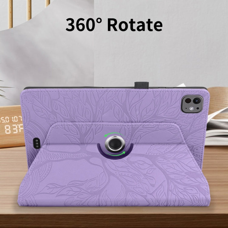 For iPad Pro 11 2024 Tree Life Embossed Rotation Leather Smart Tablet Case(Purple) - iPad Pro 11 2024 Cases by PMC TechLife | Online Shopping South Africa | PMC TechLife | Buy Now Pay Later Mobicred