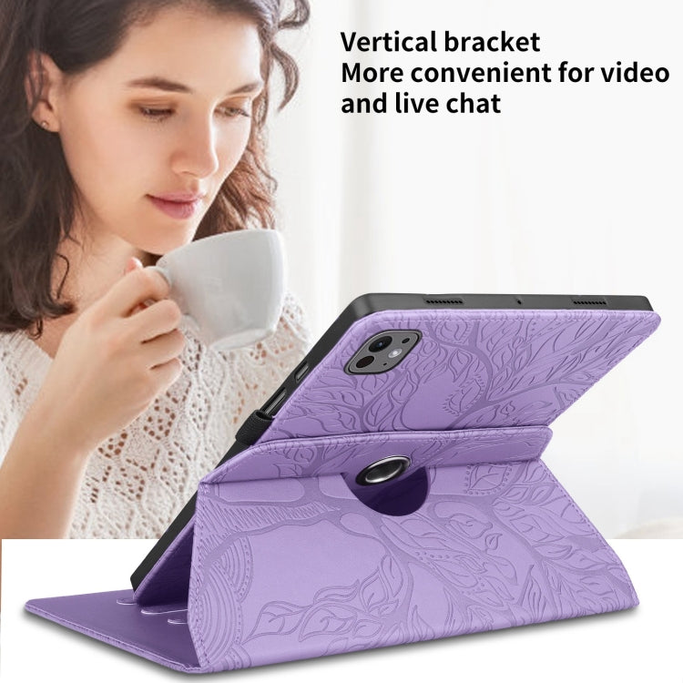 For iPad Pro 11 2024 Tree Life Embossed Rotation Leather Smart Tablet Case(Purple) - iPad Pro 11 2024 Cases by PMC TechLife | Online Shopping South Africa | PMC TechLife | Buy Now Pay Later Mobicred