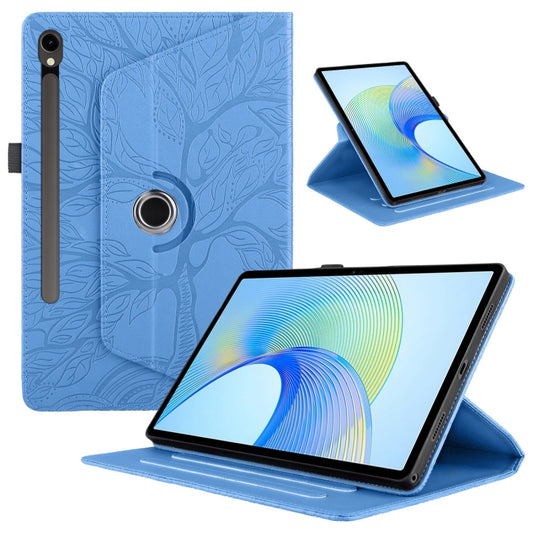 For Samsung Galaxy Tab S9 FE / S9 X510 Tree Life Embossed Rotation Leather Smart Tablet Case(Blue) - Galaxy Tab S9 FE by PMC Jewellery | Online Shopping South Africa | PMC Jewellery | Buy Now Pay Later Mobicred