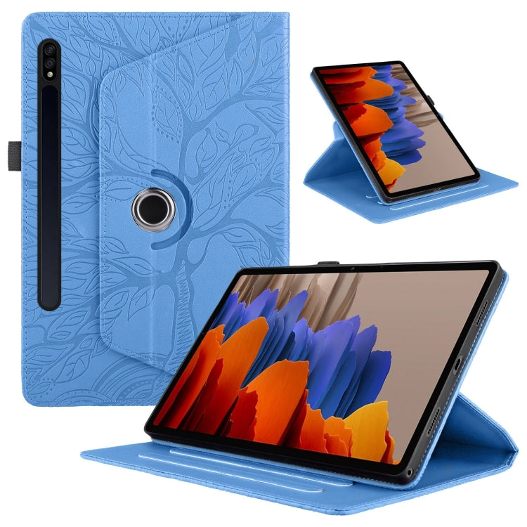 For Samsung Galaxy Tab S10 / S8 / S7 Tree Life Embossed Rotation Leather Tablet Case(Blue) - Tab S10 Cases by PMC Jewellery | Online Shopping South Africa | PMC Jewellery | Buy Now Pay Later Mobicred