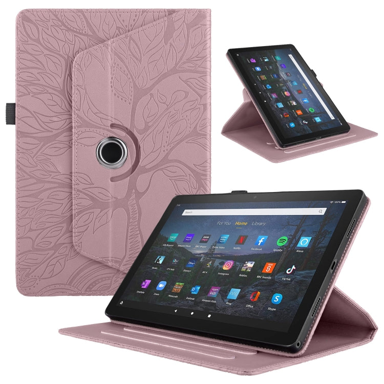 For Amazon Kindle Fire HD10 2021 Tree Life Embossed Rotation Leather Tablet Case(Rose Gold) - free shipping - PMC TechLife - Order now!