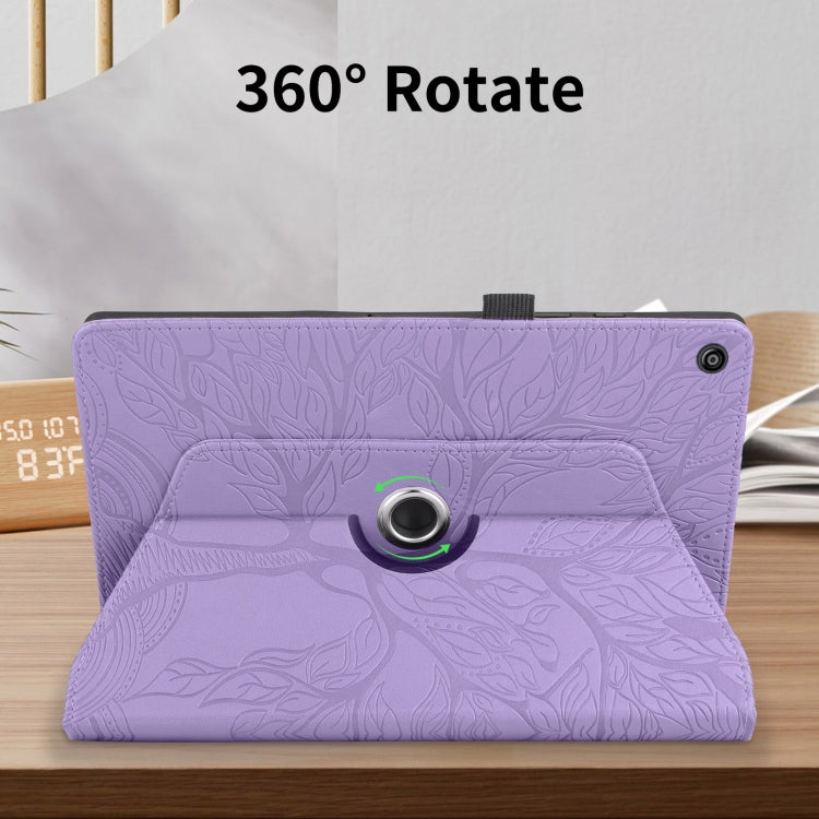 For Amazon Kindle Fire HD8 2015-2019 Tree Life Embossed Rotation Leather Tablet Case(Purple) - Amazon by PMC TechLife | Online Shopping South Africa | PMC TechLife | Buy Now Pay Later Mobicred