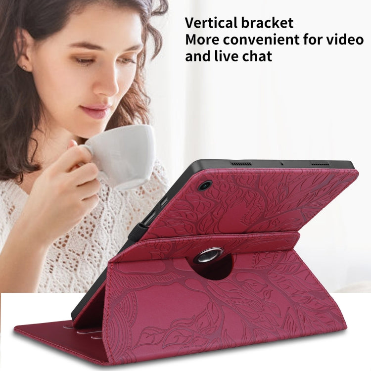For Lenovo Tab M10 Plus 10.6 3rd Gen Tree Life Embossed Rotation Leather Smart Tablet Case(Red) - Lenovo by PMC TechLife | Online Shopping South Africa | PMC TechLife | Buy Now Pay Later Mobicred