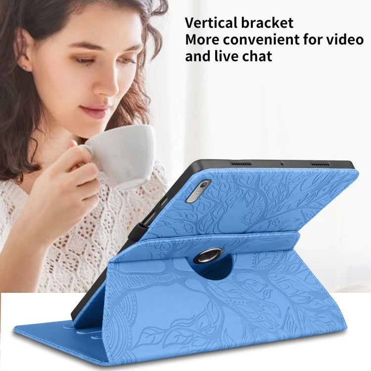 For Lenovo Xiaoxin Pad 11 2nd 2023 Tree Life Embossed Rotation Leather Tablet Case(Blue) - Lenovo by PMC TechLife | Online Shopping South Africa | PMC TechLife | Buy Now Pay Later Mobicred