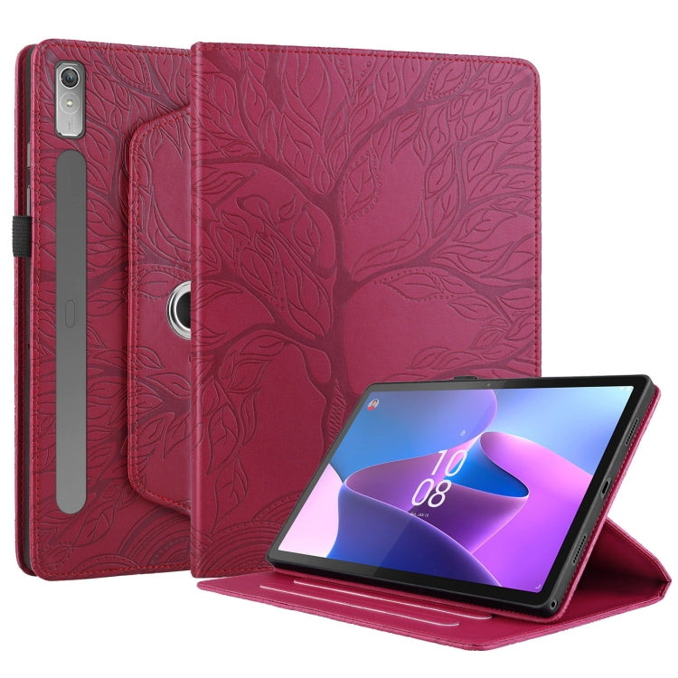 For Lenovo Tab P11 Pro 2nd / Xiaoxin Pad 11 Pro Tree Life Embossed Rotation Leather Tablet Case(Red) - Lenovo by PMC TechLife | Online Shopping South Africa | PMC TechLife | Buy Now Pay Later Mobicred
