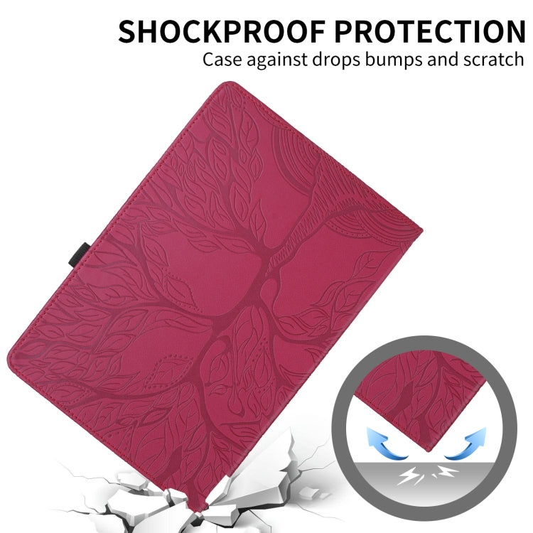 For Lenovo Tab P11 Pro 2nd / Xiaoxin Pad 11 Pro Tree Life Embossed Rotation Leather Tablet Case(Red) - Lenovo by PMC TechLife | Online Shopping South Africa | PMC TechLife | Buy Now Pay Later Mobicred