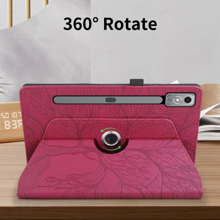 For Lenovo Tab P12 / Xiaoxin Pad Pro 12.7 Tree Life Embossed Rotation Leather Tablet Case(Red) - Lenovo by PMC TechLife | Online Shopping South Africa | PMC TechLife | Buy Now Pay Later Mobicred