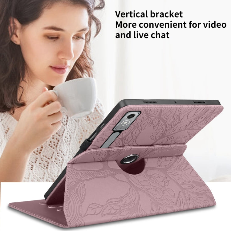 For Lenovo Tab P12 / Xiaoxin Pad Pro 12.7 Tree Life Embossed Rotation Leather Tablet Case(Rose Gold) - Lenovo by PMC TechLife | Online Shopping South Africa | PMC TechLife | Buy Now Pay Later Mobicred