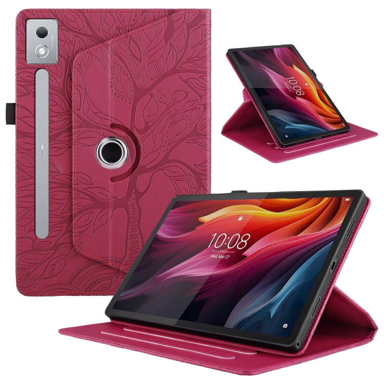 For Lenovo Tab P12 / Xiaoxin Pad Pro 12.7 2025 Tree Life Embossed Rotation Leather Tablet Case(Red) - Lenovo by PMC TechLife | Online Shopping South Africa | PMC TechLife | Buy Now Pay Later Mobicred