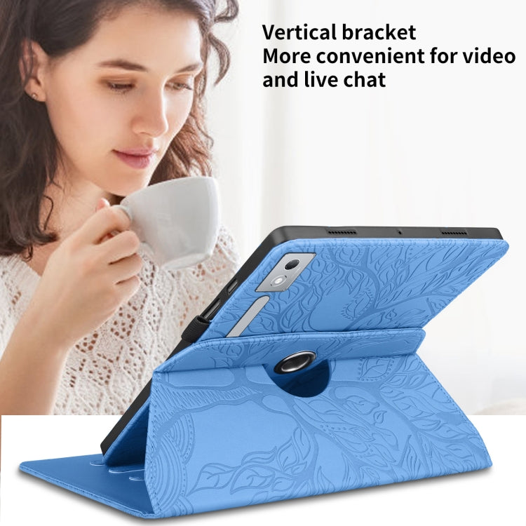 For Lenovo Tab P12 / Xiaoxin Pad Pro 12.7 2025 Tree Life Embossed Rotation Leather Tablet Case(Blue) - Lenovo by PMC TechLife | Online Shopping South Africa | PMC TechLife | Buy Now Pay Later Mobicred