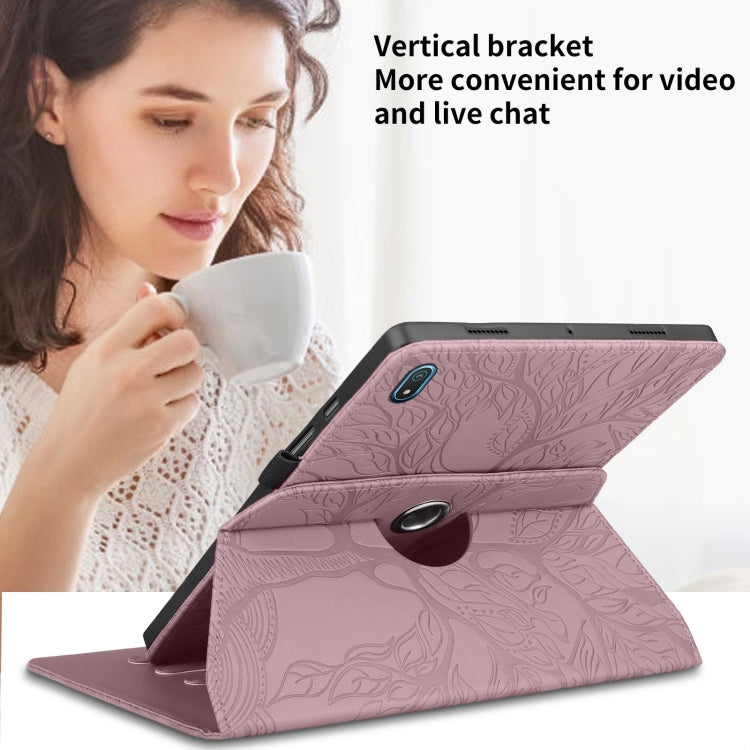 For Nokia T20 10.4 2021 Tree Life Embossed Rotation Leather Tablet Case(Rose Gold) - Nokia by PMC TechLife | Online Shopping South Africa | PMC TechLife | Buy Now Pay Later Mobicred