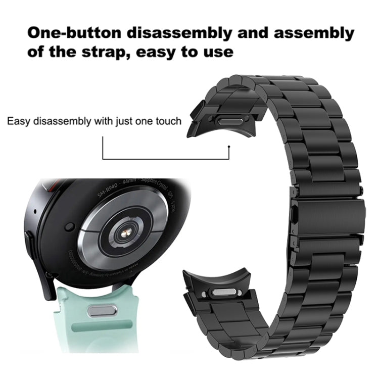 For Samsung Galaxy Watch 6 Three Strains Metal Watch Band(Black) - Watch Bands by PMC TechLife | Online Shopping South Africa | PMC TechLife