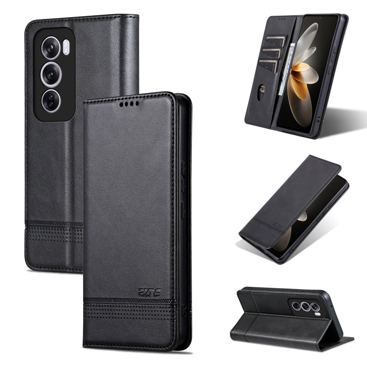 For OPPO Reno12 Pro Global AZNS Magnetic Calf Texture Flip Leather Phone Case(Black) - Reno12 Pro Cases by AZNS | Online Shopping South Africa | PMC Jewellery | Buy Now Pay Later Mobicred