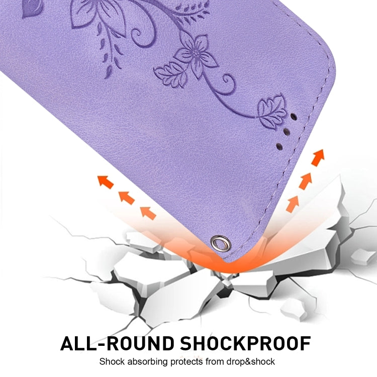 For Google Pixel 9 Pro Lily Embossed Leather Phone Case(Purple) - Google Cases by PMC TechLife | Online Shopping South Africa | PMC TechLife | Buy Now Pay Later Mobicred