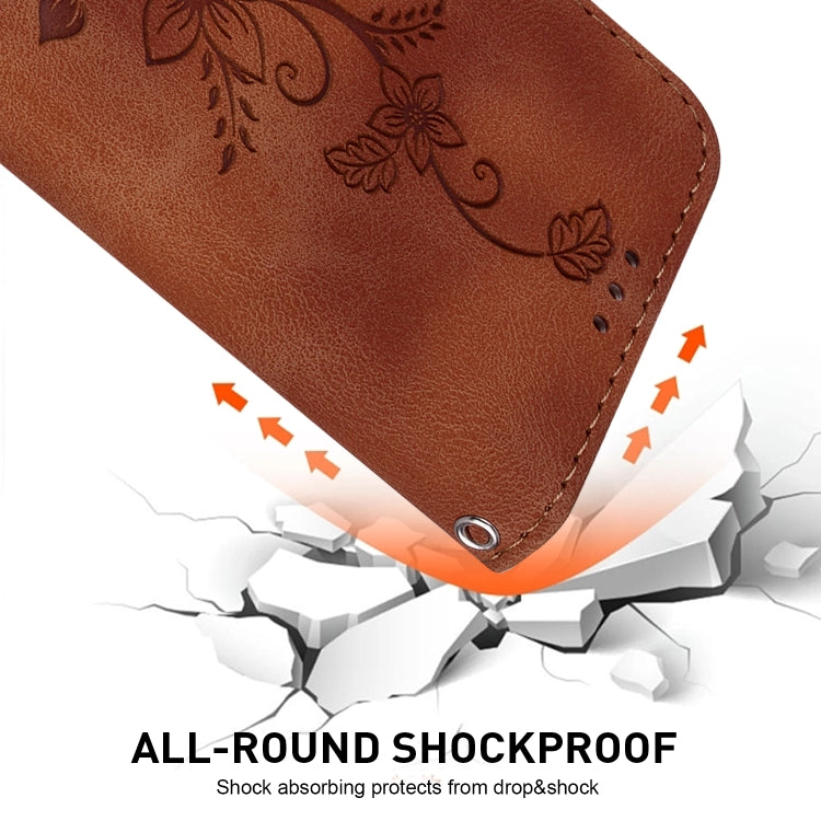 For Google Pixel 9 Pro Lily Embossed Leather Phone Case(Brown) - Google Cases by PMC TechLife | Online Shopping South Africa | PMC TechLife | Buy Now Pay Later Mobicred