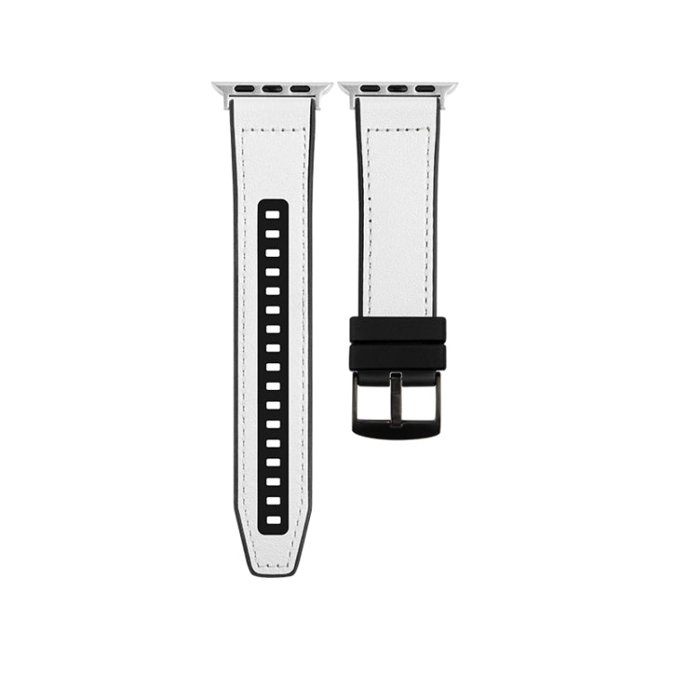 For Apple Watch Ultra 2 49mm Hybrid Leather Silicone Watch Band(White) - Watch Bands by PMC TechLife | Online Shopping South Africa | PMC TechLife | Buy Now Pay Later Mobicred