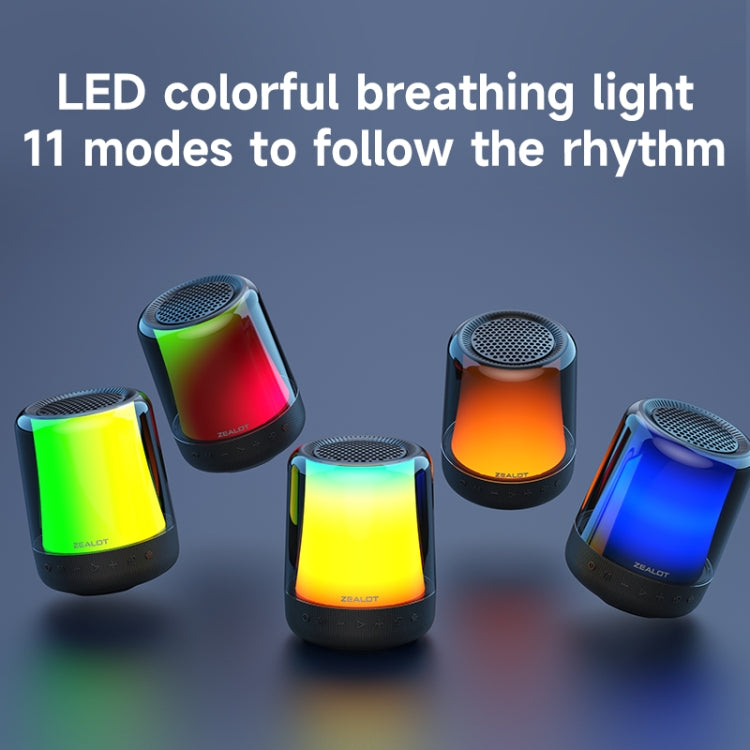 Zealot S66 Portable RGB Light Wireless Bluetooth Speaker Outdoor Subwoofer(Black) - free shipping - PMC Jewellery - Order now!