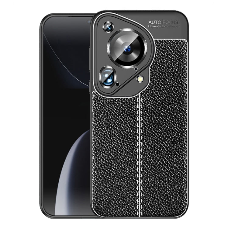 For Huawei Pura 70 Ultra Litchi Texture TPU Shockproof Phone Case(Black) - Huawei Cases by PMC Jewellery | Online Shopping South Africa | PMC Jewellery | Buy Now Pay Later Mobicred