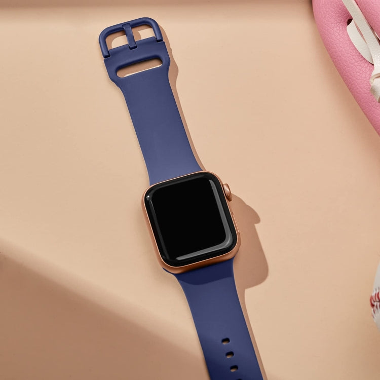 For Apple Watch SE 44mm Pin Buckle Silicone Watch Band(Violet Gray) - free shipping - PMC TechLife - Order now!
