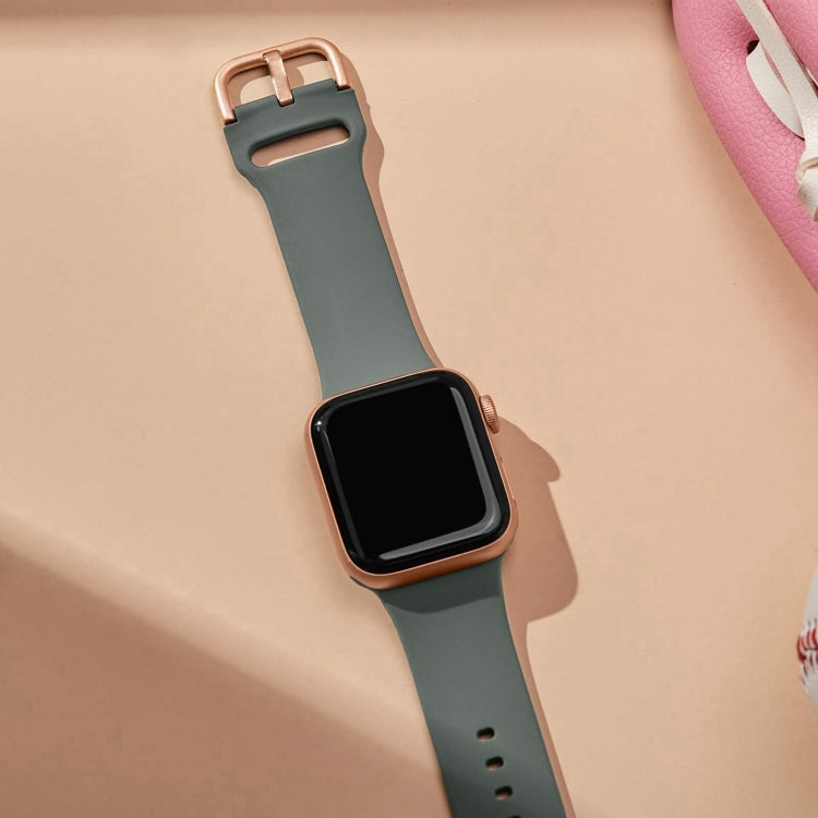 For Apple Watch Series 10 46mm Pin Buckle Silicone Watch Band(Olive) - free shipping - PMC TechLife - Order now!