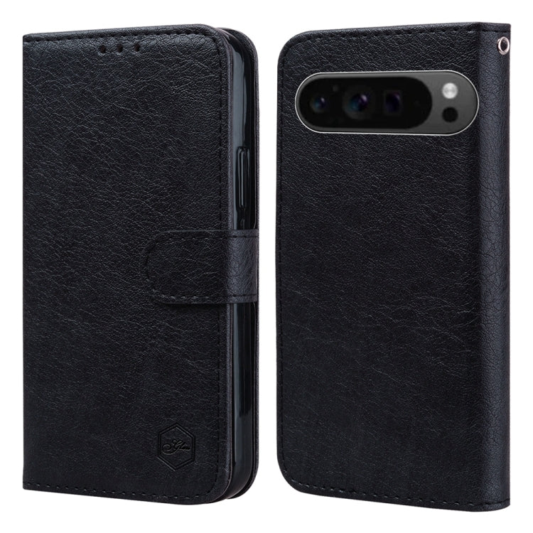 For Google Pixel 9 Skin Feeling Oil Leather Texture PU + TPU Phone Case(Black) - Google Cases by PMC Jewellery | Online Shopping South Africa | PMC Jewellery | Buy Now Pay Later Mobicred