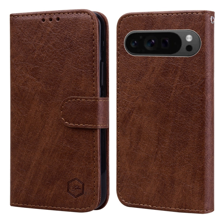 For Google Pixel 9 Skin Feeling Oil Leather Texture PU + TPU Phone Case(Brown) - Google Cases by PMC TechLife | Online Shopping South Africa | PMC TechLife | Buy Now Pay Later Mobicred