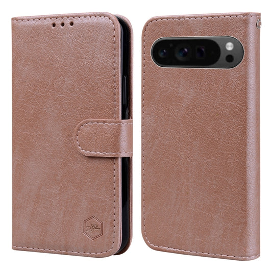 For Google Pixel 9 Pro Skin Feeling Oil Leather Texture PU + TPU Phone Case(Champagne) - Google Cases by PMC Jewellery | Online Shopping South Africa | PMC Jewellery | Buy Now Pay Later Mobicred