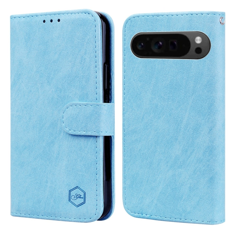 For Google Pixel 9 Pro Skin Feeling Oil Leather Texture PU + TPU Phone Case(Light Blue) - Google Cases by PMC TechLife | Online Shopping South Africa | PMC TechLife | Buy Now Pay Later Mobicred