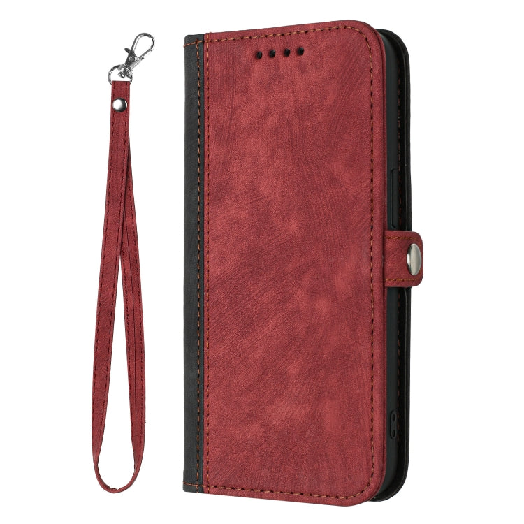 For iPhone 16e Side Buckle Double Fold Hand Strap Leather Phone Case(Red) - iPhone 16e Cases by PMC TechLife | Online Shopping South Africa | PMC TechLife | Buy Now Pay Later Mobicred
