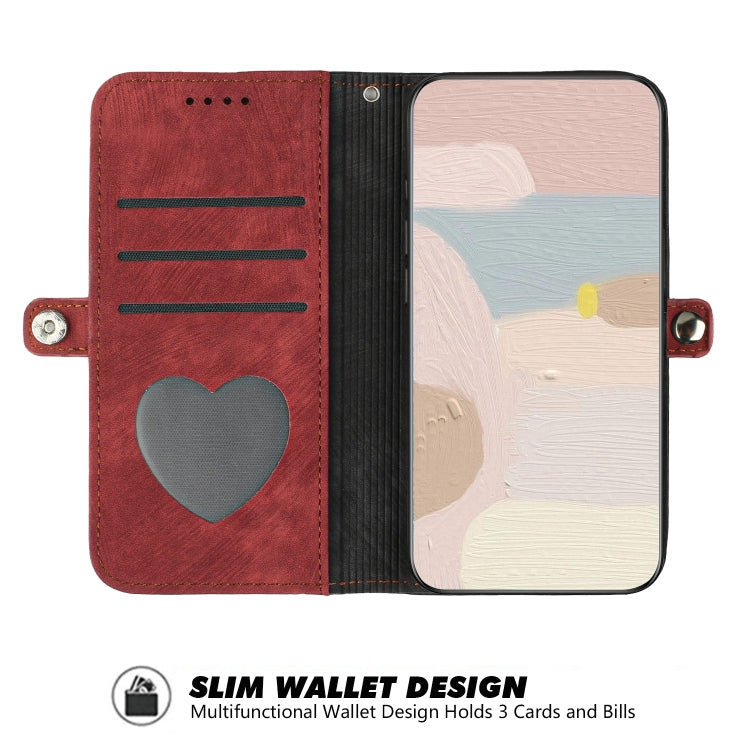 For iPhone 16e Side Buckle Double Fold Hand Strap Leather Phone Case(Red) - iPhone 16e Cases by PMC TechLife | Online Shopping South Africa | PMC TechLife | Buy Now Pay Later Mobicred
