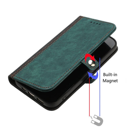 For iPhone 16 Plus Side Buckle Double Fold Hand Strap Leather Phone Case(Dark Green) - iPhone 16 Plus Cases by PMC Jewellery | Online Shopping South Africa | PMC Jewellery | Buy Now Pay Later Mobicred