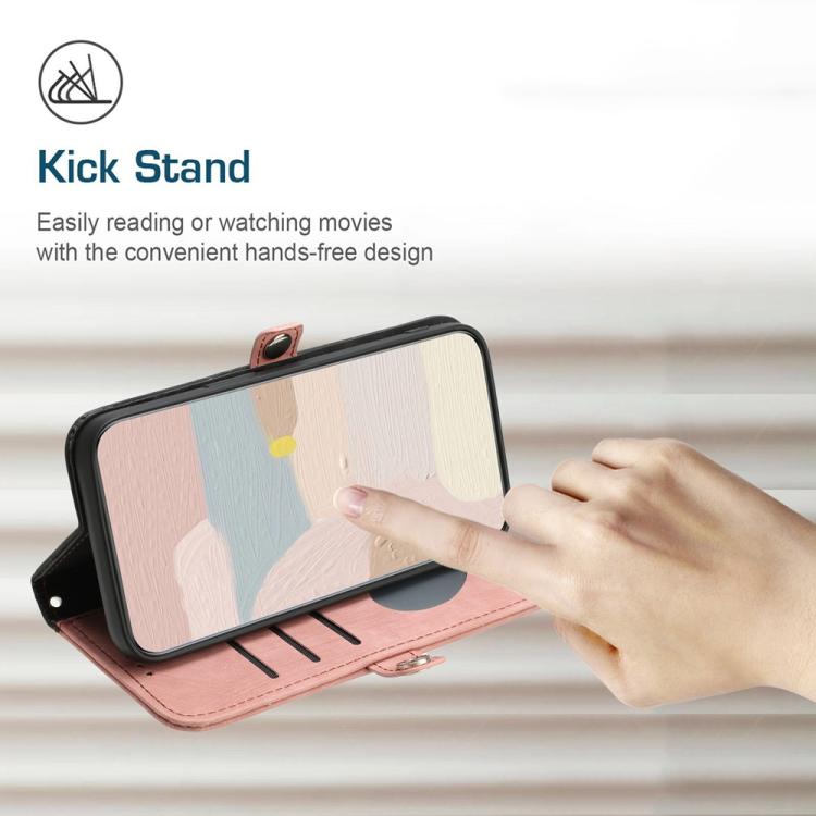 For iPhone 17 Air Side Buckle Double Fold Hand Strap Leather Phone Case(Pink) - free shipping - PMc TechLife - Order now!