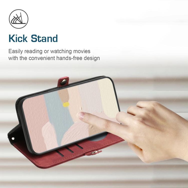 For iPhone 17 Pro Side Buckle Double Fold Hand Strap Leather Phone Case(Red) - free shipping - PMc TechLife - Order now!