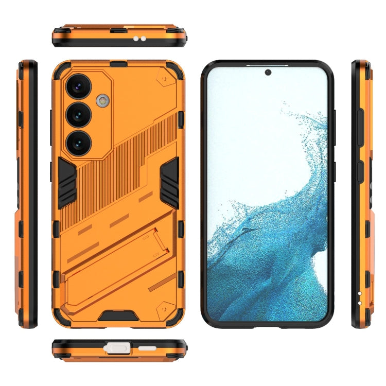 For Samsung Galaxy S24 5G Punk Armor 2 in 1 PC + TPU Shockproof Phone Case with Invisible Holder(Orange) - Galaxy S24 5G Cases by PMC Jewellery | Online Shopping South Africa | PMC Jewellery