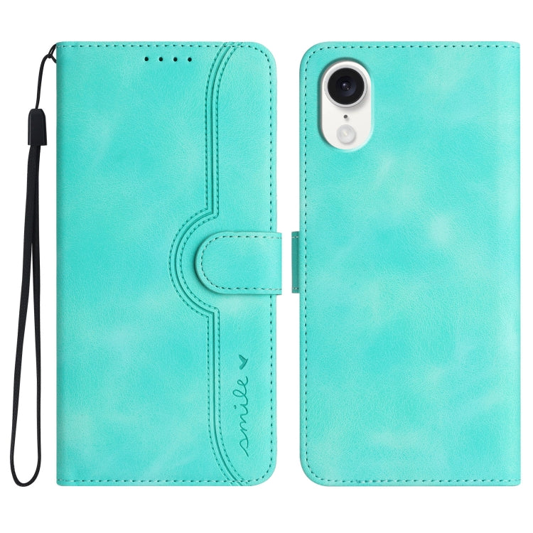 For iPhone SE 2024 Heart Pattern Skin Feel Leather Phone Case(Light Blue) - More iPhone Cases by PMC Jewellery | Online Shopping South Africa | PMC Jewellery | Buy Now Pay Later Mobicred