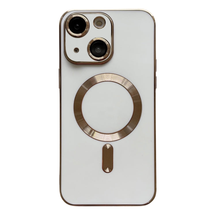 For iPhone 14 Plus Magsafe Plating TPU Phone Case with Lens Film(White) - iPhone 14 Plus Cases by PMC TechLife | Online Shopping South Africa | PMC TechLife
